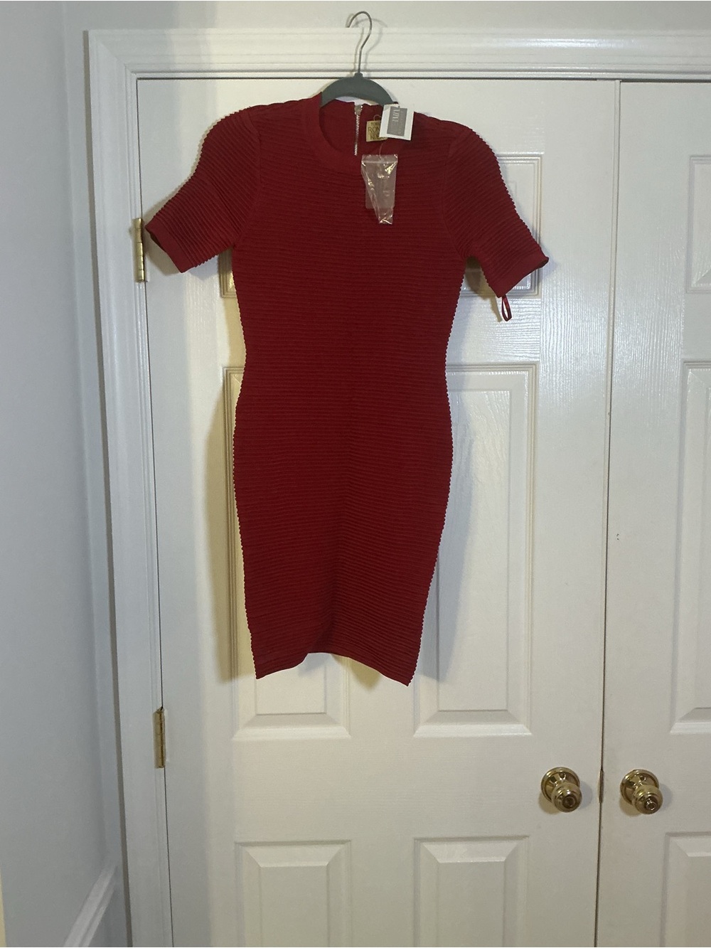 Torn by Ronny Kobo Ribbed Knit Bodycon Dress Dark Red NWT XS Intermix Exclusive